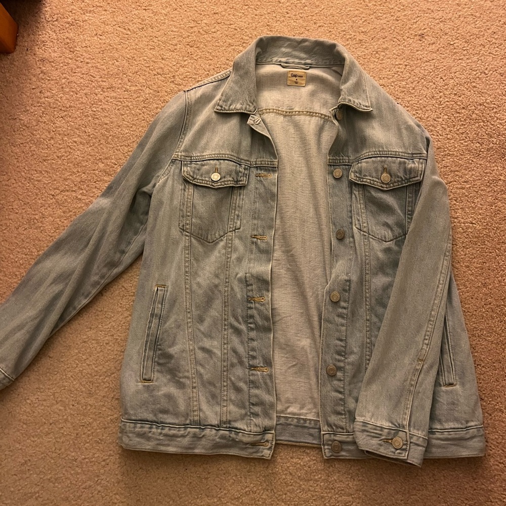 Oversized light wash denim jacket